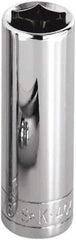 SK - 1-3/8", 1/2" Drive, Deep Hand Socket - 6 Points, Steel, Chrome Finish - Exact Tool & Supply