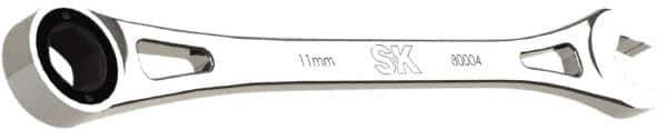 SK - 11mm 6 Point Combination Wrench - 8.13" OAL, Steel, Full Polish Finish - Exact Tool & Supply