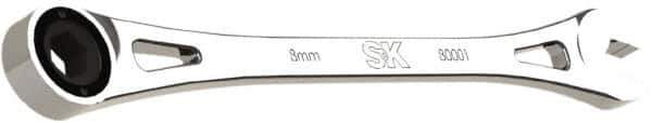 SK - 8mm 6 Point Combination Wrench - 7-3/4" OAL, Steel, Full Polish Finish - Exact Tool & Supply
