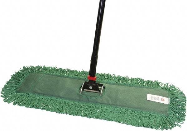 O-Cedar - 60" Long x 24" Wide Cotton & Metal Dust Mop Kit - White, Green & Black, Snap-On - Exact Tool & Supply