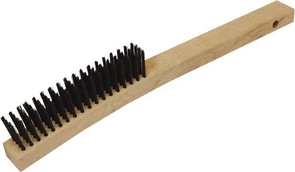 O-Cedar - 18 Rows, Steel Wire Brush - 10" Brush Length, 14" OAL, 1-1/8" Trim Length, Wood Curved Handle - Exact Tool & Supply