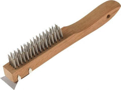 O-Cedar - 4 Columns x 16 Rows, Steel Wire Brush - 7" Brush Length, 10" OAL, 1-1/8" Trim Length, Wood Shoe Handle - Exact Tool & Supply