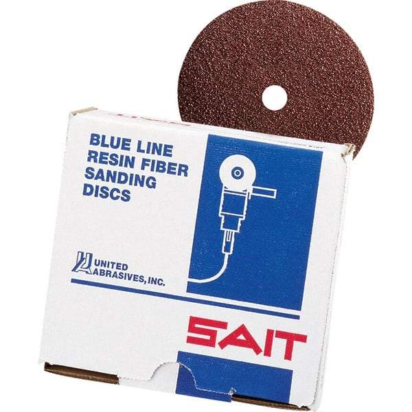 Sait - 4-1/2" Diam 7/8" Hole 120 Grit Fiber Disc - Aluminum Oxide, 11,000 Max RPM - Exact Tool & Supply