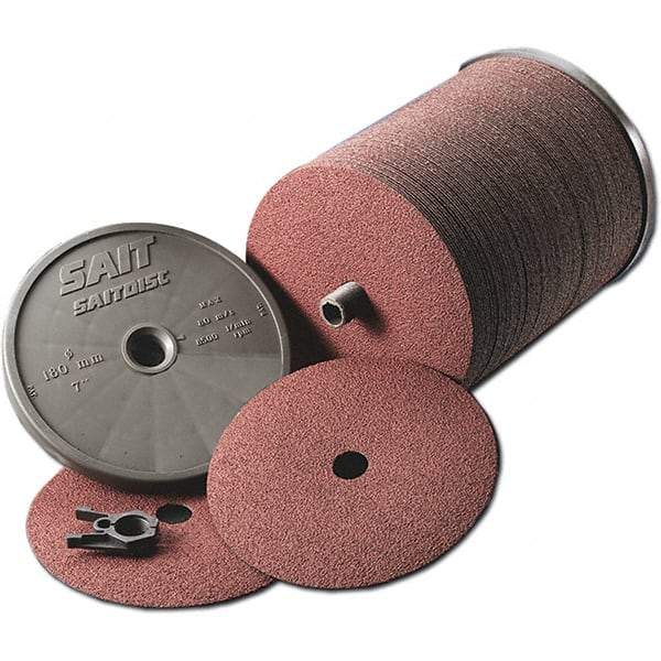 Sait - 4-1/2" Diam 7/8" Hole 24 Grit Fiber Disc - Aluminum Oxide, 11,000 Max RPM - Exact Tool & Supply