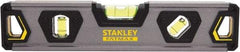 Stanley - 9" Long 3 Vial Torpedo Level - Aluminum, Black/Silver/Yellow, 1 45°, 1 Level & 1 Plumb Vials - Exact Tool & Supply