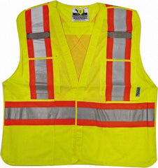 Viking - Size 2X/3XL High Visibility Lime Mesh Breakaway Vest - 51 to 55" Chest, ANSI 107-2010 Class 2, Level 2, Hook & Loop Closure, 4 Pockets, Polyester - Exact Tool & Supply