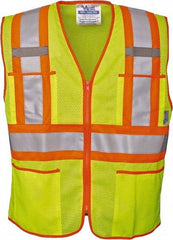 Viking - Size 2XL High Visibility Lime Mesh Public Safety Vest - 51" Chest, ANSI 107-2010 Class 2, Level 2, Zipper Closure, 4 Pockets, Polyester - Exact Tool & Supply