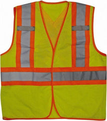 Viking - Size L/XL High Visibility Lime Mesh Public Safety Vest - 43 to 47" Chest, ANSI 107-2010 Class 2, Level 2, Hook & Loop Closure, Polyester - Exact Tool & Supply