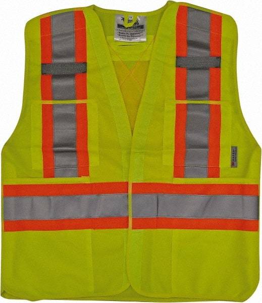 Viking - Size S/M High Visibility Lime Solid Breakaway Vest - 37 to 40" Chest, Hook & Loop Closure, 4 Pockets, Polyester - Exact Tool & Supply