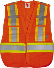 Viking - Size 4XL High Visibility Orange Mesh Public Safety Vest - 58" Chest, Zipper Closure, 4 Pockets, Polyester - Exact Tool & Supply