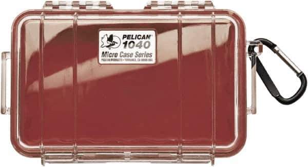Pelican Products, Inc. - 5-1/16" Wide x 2-1/8" High, Clamshell Hard Case - Clear/Red, Polycarbonate - Exact Tool & Supply