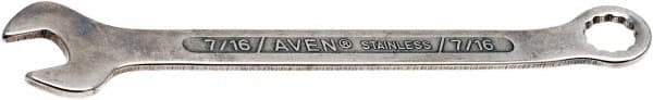 Aven - 7/16" 12 Point Combination Wrench - 6-1/16" OAL, Stainless Steel, Polished Finish - Exact Tool & Supply