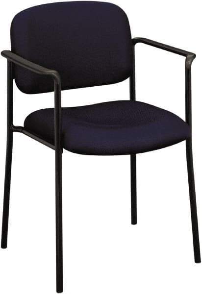 Basyx - Fabric Navy Stacking Chair - Black Frame, 23-1/4" Wide x 21" Deep x 32-3/4" High - Exact Tool & Supply