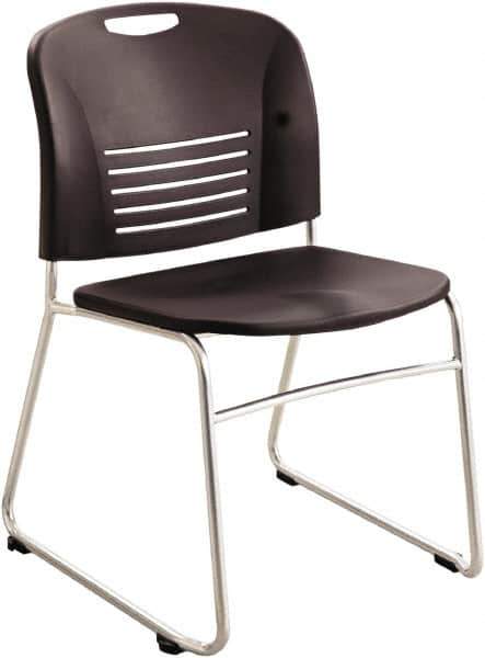 Safco - Plastic Black Stacking Chair - Silver Frame, 22-1/2" Wide x 19-1/2" Deep x 32-1/2" High - Exact Tool & Supply