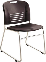 Safco - Plastic Black Stacking Chair - Silver Frame, 22-1/2" Wide x 19-1/2" Deep x 32-1/2" High - Exact Tool & Supply