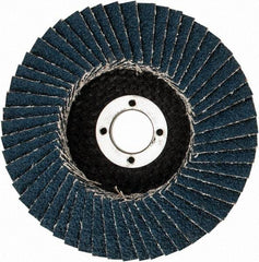 3M - 40 Grit, 4" Disc Diam, 5/8" Center Hole, Type 29 Zirconia Alumina Flap Disc - 13,300 Max RPM, Cloth Backing, Arbor Attaching System, Coated - Exact Tool & Supply