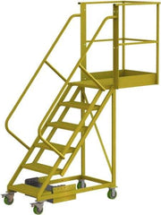 TRI-ARC - 102" 6 Step Configurable Cantilever Ladder - Unsupported, 300 Lb Capacity, 60" Platform Height, 30" Base Width x 82" Base Depth, Perforated Tread - Exact Tool & Supply
