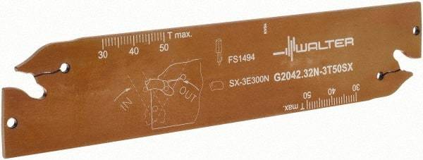 Walter - 1.2598" Blade Height, 5.9055" OAL, Neutral Cut, Double End Indexable Cut-Off Blade - 50mm Max Depth of Cut, G2042 N Blade - Exact Tool & Supply