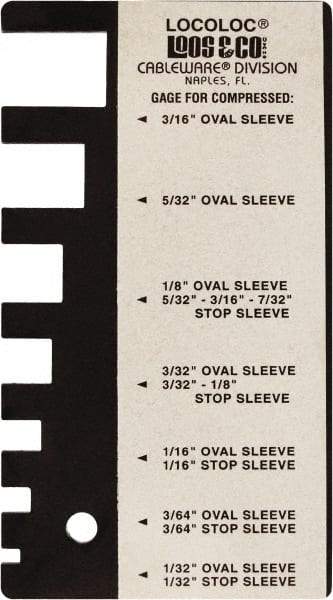 Loos & Co. - 1/32 to 3/16 Inch Range, Wire and Sheet Metal Gage - Use with Cable Sleeve Swaging - Exact Tool & Supply