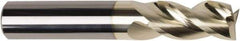 American Tool Service - 3/8", 1-1/2" LOC, 3/8" Shank Diam, 4" OAL, 3 Flute, Solid Carbide Square End Mill - Single End, ZrN Finish, Spiral Flute, Variable° Helix, Centercutting, Right Hand Cut, Right Hand Flute - Exact Tool & Supply