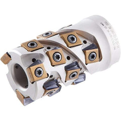 Iscar - 9 Inserts, 2" Cut Diam, 1" Arbor Diam, 1.41" Max Depth of Cut, Indexable Square-Shoulder Face Mill - 0/90° Lead Angle, 2.2" High, T490 LN.. 1306 Insert Compatibility, Through Coolant, Series Helitang - Exact Tool & Supply