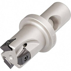 Iscar - 2" Cut Diam, 0.49" Max Depth of Cut, 2.086" OAL, Indexable Square Shoulder Helical End Mill - T490 LN.. 1306 Inserts, CF4 Modular Connection, 90° Lead Angle, Through Coolant, Series Helitang - Exact Tool & Supply