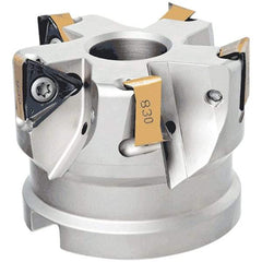 Iscar - 6 Inserts, 80mm Cut Diam, 27mm Arbor Diam, 13.5mm Max Depth of Cut, Indexable Square-Shoulder Face Mill - 0° Lead Angle, 50mm High, H690 TNKX 160610PNTR Insert Compatibility, Through Coolant, Series Helido - Exact Tool & Supply