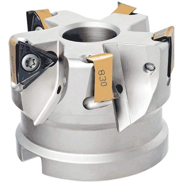 Iscar - 4 Inserts, 63mm Cut Diam, 27mm Arbor Diam, 13.5mm Max Depth of Cut, Indexable Square-Shoulder Face Mill - 0° Lead Angle, 50mm High, H690 TNKX 160610PNTR Insert Compatibility, Through Coolant, Series Helido - Exact Tool & Supply