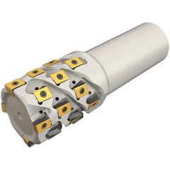 Iscar - 40mm Cut Diam, 44mm Max Depth of Cut, 32mm Shank Diam, 120mm OAL, Indexable Square Shoulder End Mill - T490 LN.. Inserts, Weldon Shank, 0° Lead Angle, Through Coolant, Series Helitang - Exact Tool & Supply
