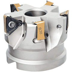 Iscar - 9 Inserts, 5" Cut Diam, 1-1/2" Arbor Diam, 17/32" Max Depth of Cut, Indexable Square-Shoulder Face Mill - 2-1/2" High, H690 TNKX 160610 Insert Compatibility, Through Coolant, Series Helido - Exact Tool & Supply