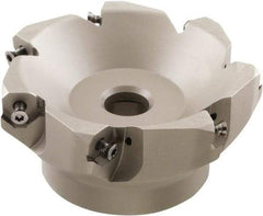 Iscar - 109.4mm Cut Diam, 32mm Arbor Hole, 4.6mm Max Depth of Cut, 50° Indexable Chamfer & Angle Face Mill - 7 Inserts, IQ845 SYHU 07.. Insert, Right Hand Cut, Through Coolant, Series DoveIQMill - Exact Tool & Supply