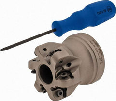 Iscar - 2" Cut Diam, 1/4" Max Depth, 3/4" Arbor Hole, 6 Inserts, H606 RXCU 43-AX.. Insert Style, Indexable Copy Face Mill - H606 FR-.50 Cutter Style, 2" High, Series Helido - Exact Tool & Supply
