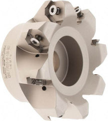 Iscar - 3.37" Cut Diam, 1" Arbor Hole, 0.18" Max Depth of Cut, 50° Indexable Chamfer & Angle Face Mill - 8 Inserts, IQ845 SYHU 07.. Insert, Right Hand Cut, Through Coolant, Series DoveIQMill - Exact Tool & Supply