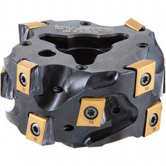 Iscar - 9 Inserts, 63mm Cut Diam, 36mm Max Depth of Cut, Indexable Square-Shoulder Face Mill - 0/90° Lead Angle, T490 LN.. 1306 Insert Compatibility, Through Coolant, Series Helitang - Exact Tool & Supply