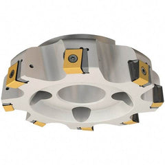 Iscar - 7 Inserts, 160mm Cut Diam, 40mm Arbor Diam, 21mm Max Depth of Cut, Indexable Square-Shoulder Face Mill - 0° Lead Angle, 63mm High, T490 LNHT 2212-PNTR Insert Compatibility, Through Coolant, Series Helitang - Exact Tool & Supply
