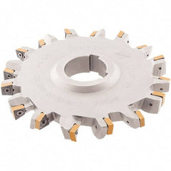 Iscar - Arbor Hole Connection, 0.56" Cutting Width, 1.075" Depth of Cut, 4" Cutter Diam, 1-1/4" Hole Diam, 10 Tooth Indexable Slotting Cutter - SDN-XN13 Toolholder, XNMU 13 Insert, Neutral Cutting Direction - Exact Tool & Supply