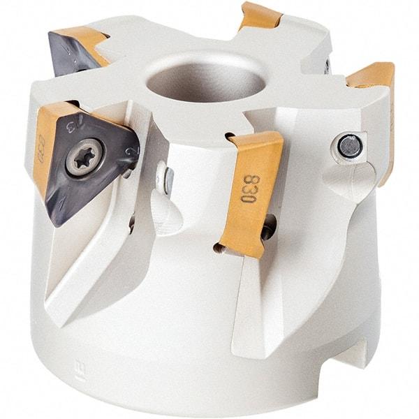 Iscar - 6 Inserts, 2-1/2" Cut Diam, 1" Arbor Diam, 0.512" Max Depth of Cut, Indexable Square-Shoulder Face Mill - 0° Lead Angle, 1-3/4" High, HM390 TDKT 1505.. Insert Compatibility, Through Coolant, Series HeliIQMill - Exact Tool & Supply