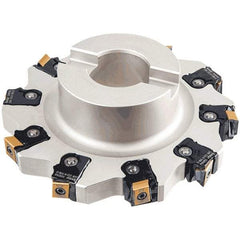 Iscar - Shell Mount B Connection, 0.689" Cutting Width, 1.5354" Depth of Cut, 160mm Cutter Diam, 1.5748" Hole Diam, 10 Tooth Indexable Slotting Cutter - FDN-CALN13 Toolholder, T490 LN.T 1306 Insert - Exact Tool & Supply