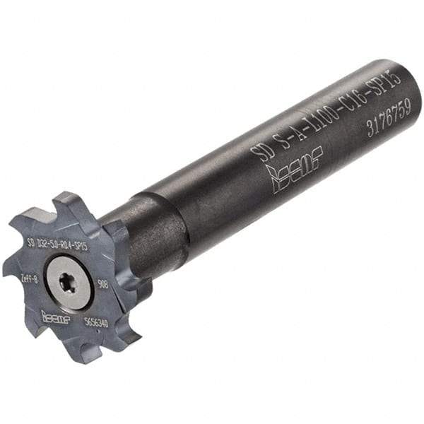 Iscar - T-Slot 16mm Stepped Shank Milling Tip Insert Holder & Shank - 18.2mm Projection, 0.596" Neck Diam, M5x0.50 Neck Thread, 130mm OAL, Carbide SD S-A Tool Holder - Exact Tool & Supply