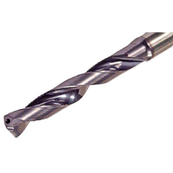 Iscar - 17.2mm Solid Carbide Jobber Drill - TiAlN Finish, Right Hand Cut, Spiral Flute, Straight Shank, 143mm OAL, Standard Point - Exact Tool & Supply
