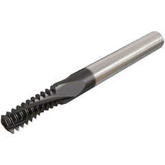 Iscar - 5/16-24 UNF, 0.2598" Cutting Diam, 3 Flute, Solid Carbide Helical Flute Thread Mill - Internal Thread, 9/16" LOC, 64mm OAL, 8mm Shank Diam - Exact Tool & Supply
