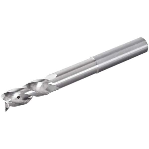 Iscar - 3 Flute Solid Carbide Roughing & Finishing Corner Radius End Mill - Uncoated, Straight Shank, 39° Helix, Non-Centercutting, Regular Length - Exact Tool & Supply