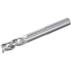 Iscar - 3 Flute Solid Carbide Roughing & Finishing Corner Radius End Mill - Uncoated, Straight Shank, 39° Helix, Non-Centercutting, Regular Length - Exact Tool & Supply