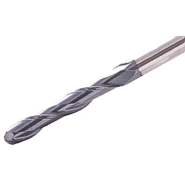 Iscar - 12mm Diam, 75mm LOC, 2 Flute Solid Carbide Ball End Mill - TiAlN Finish, Single End, 150mm OAL, 12mm Shank Diam, Spiral Flute - Exact Tool & Supply