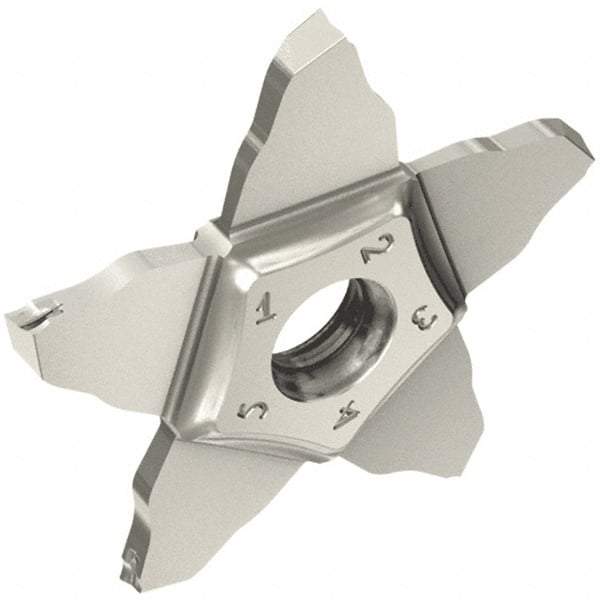 Iscar - 34L200PENTA J Grade IC908, 2.01mm Cutting Width Carbide Grooving Insert - Left Hand, 0.1mm Corner Radius, TiAlN Finish - Exact Tool & Supply