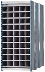 Hallowell - 50 Bin Heavy-Duty Deep Bin Industrial Shelving - 36 Inch Overall Width x 72 Inch Overall Depth x 87 Inch Overall Height, Blue and Platinum Steel Bins - Exact Tool & Supply