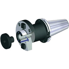 Kennametal - CAT50 Taper Shank 2" Pilot Diam Shell Mill Holder - 6" Flange to Nose End Projection, 4.88" Nose Diam, 1-14 Lock Screw, Through-Spindle & DIN Flange Coolant - Exact Tool & Supply