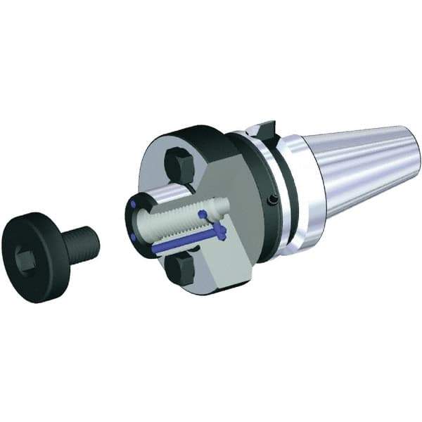 Kennametal - BTKV40 Taper Shank 27mm Pilot Diam Shell Mill Holder - 55mm Flange to Nose End Projection, 60mm Nose Diam, M12x1.75 Lock Screw, Through-Spindle & DIN Flange Coolant - Exact Tool & Supply