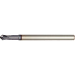 3 mm Dia. × 6 mm Shank × 3 mm DOC × 76 mm OAL, Carbide TiAlN, 2 Flute, 30°|CW Helix, Round, External , Ballnose End Mill - Exact Tool & Supply