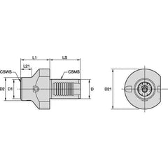 Kennametal - Left Hand Cut, KM40 Modular Connection, Adapter/Mount Lathe Modular Clamping Unit - 40mm Square Shank Diam, Through Coolant, Series RCML-VDI Axial Large Body Diameter - Exact Tool & Supply